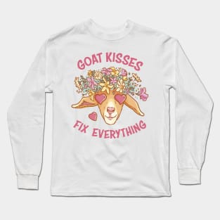 Spread Love and Laughter with Our Goat Kisses Fix Everything Long Sleeve T-Shirt